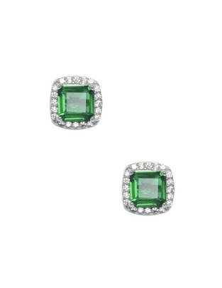 Aretes cuadrados carré de plata p 925 con acabado pavé zirconia