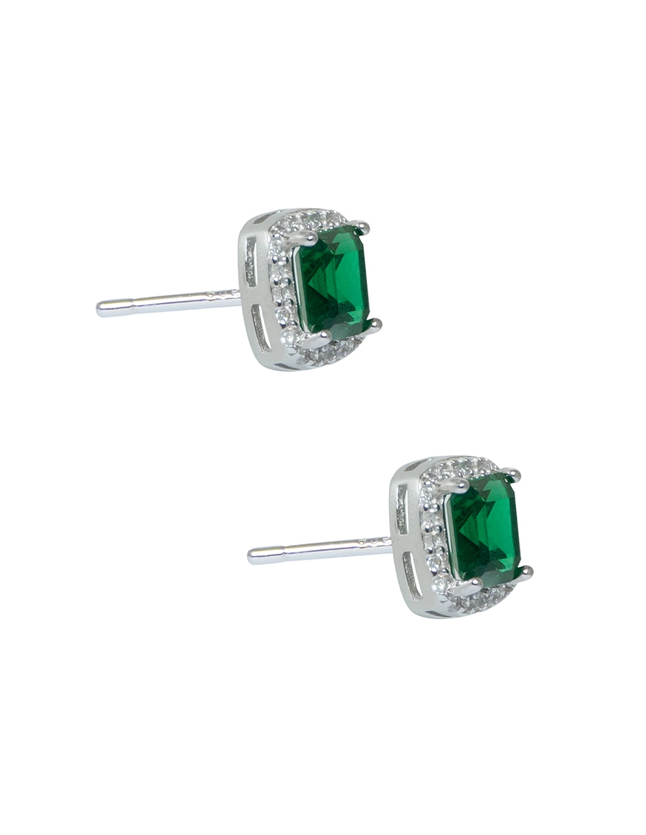 Aretes cuadrados de plata p 925 con acabado pavé zirconia 2