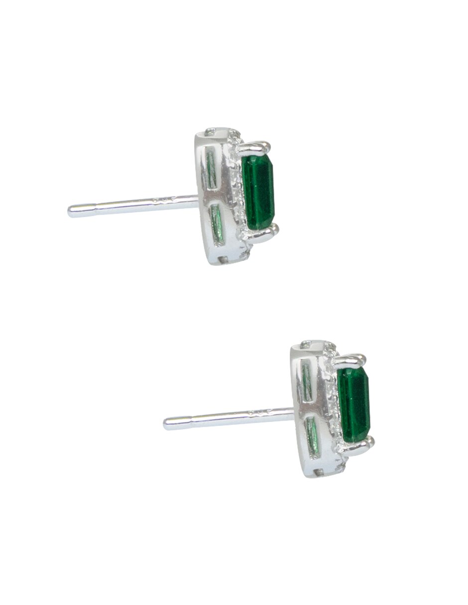 Aretes cuadrados de plata p 925 con acabado pavé zirconia 3