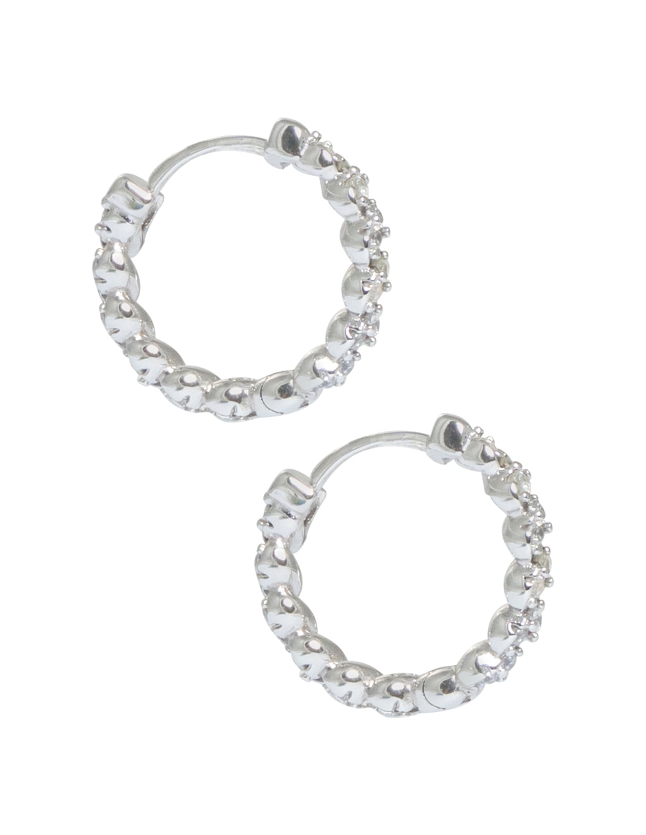 Aretes circulares de plata P 925 con acabado pavé 3