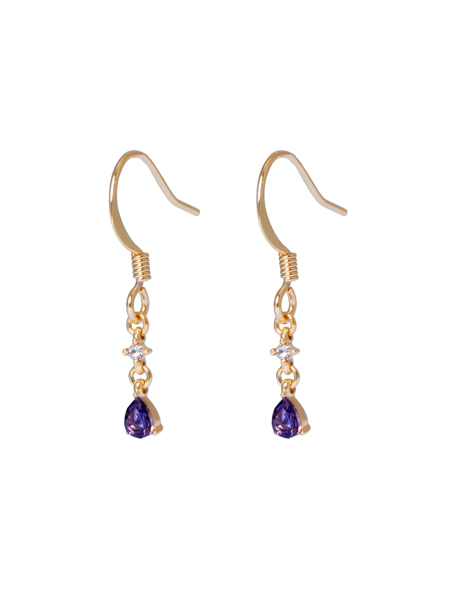 Aretes de gota con acabado brillante cristal 2