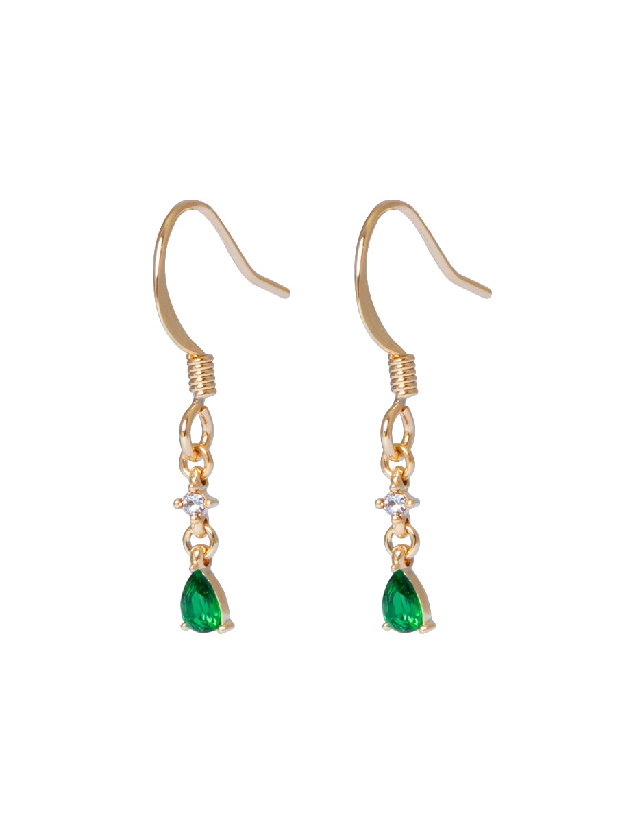 Aretes de gota con acabado brillante cristal 2