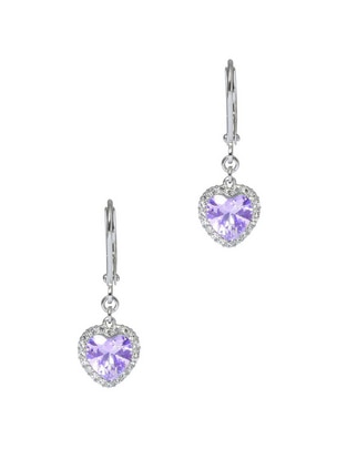 Aretes de corazón con acabado pavé zirconia Aretes de corazón con acabado pavé zirconia
