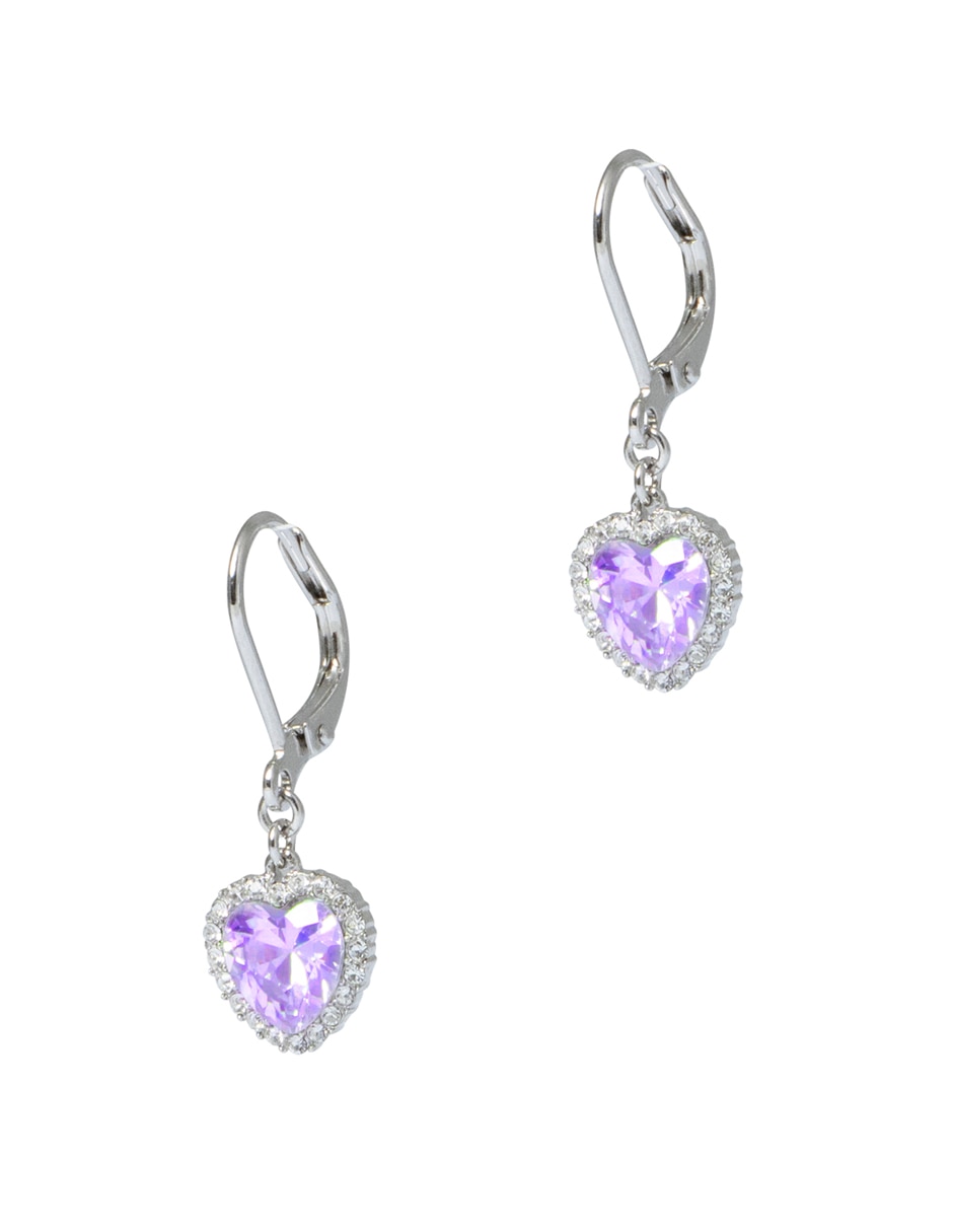 Aretes de corazón con acabado pavé zirconia