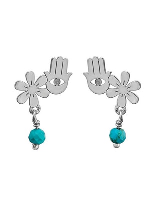 Aretes de flor Hippie de plata P 925 con acabado brillante iolita