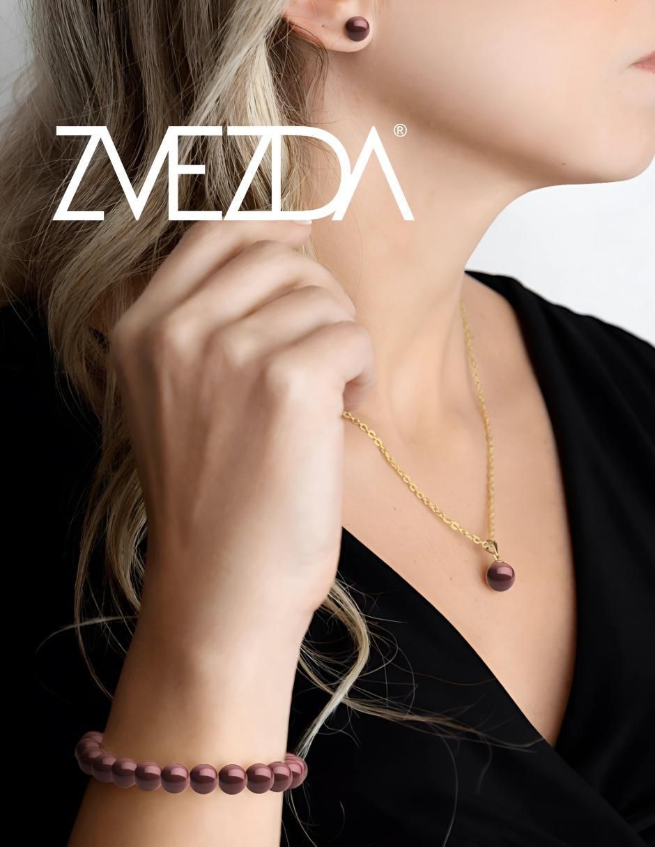Aretes, collar y pulsera de redonda Aurore 18 K perla de cristal 2