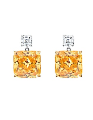Aretes cuadrados de plata P 925 con acabado brillante topacio