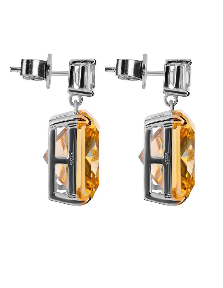 Aretes cuadrados de plata P 925 con acabado brillante topacio 3