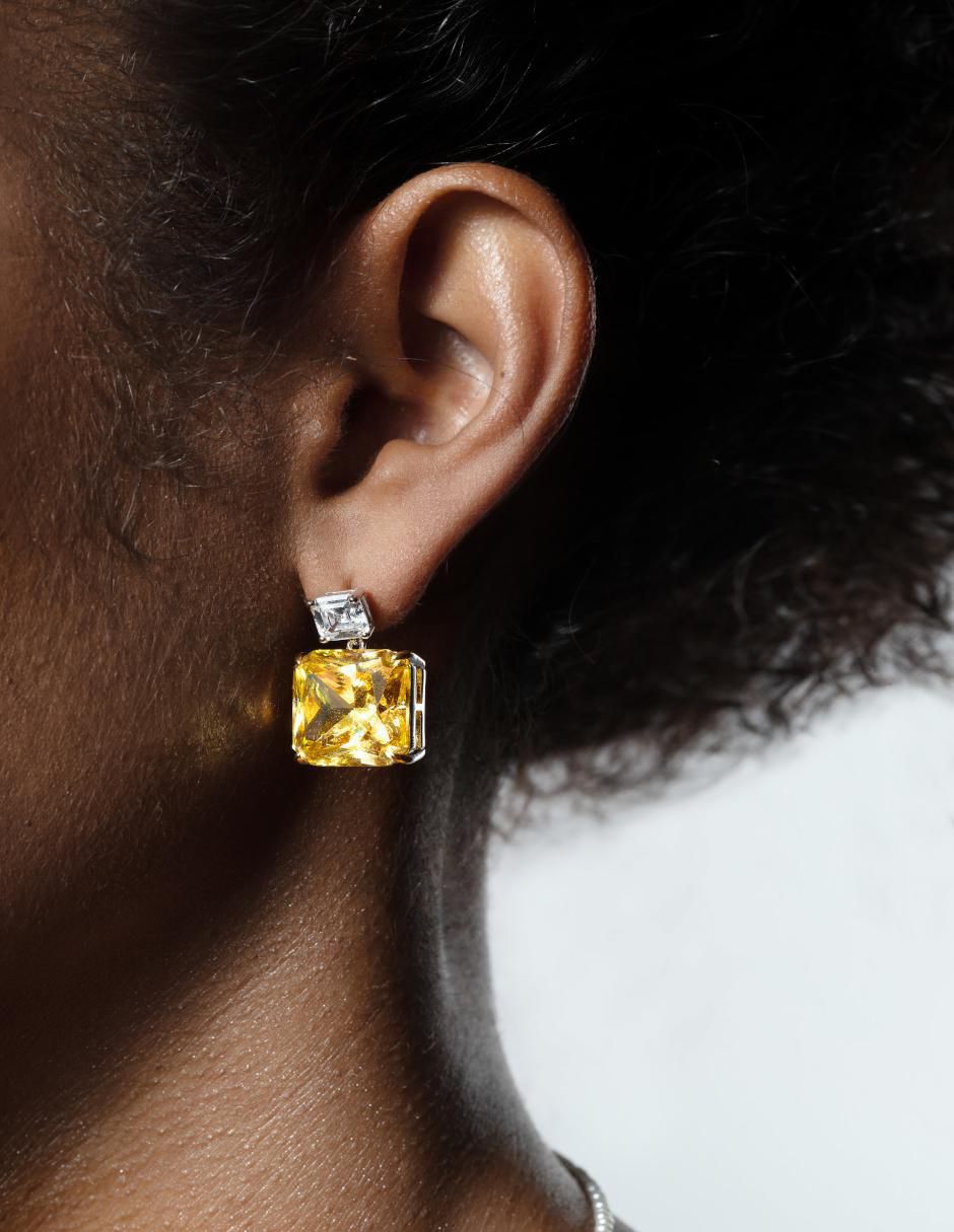 Aretes cuadrados de plata P 925 con acabado brillante topacio 4