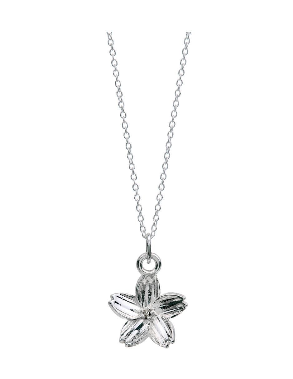 Collar con dije de flor de plata P 925 Collar con dije de flor de plata P 925