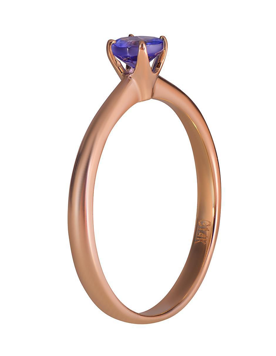 Anillo 14 k de oro tanzanita brillante