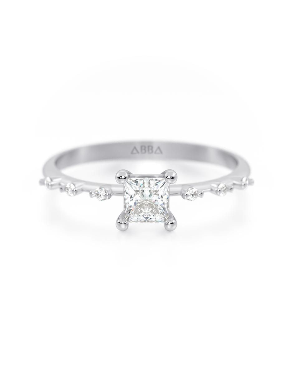 Anillo cuadrado de oro zirconia brillante 1