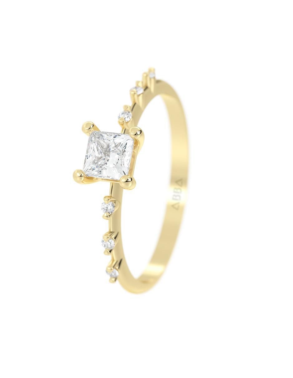 Anillo cuadrado abba joyas de oro zirconia brillante