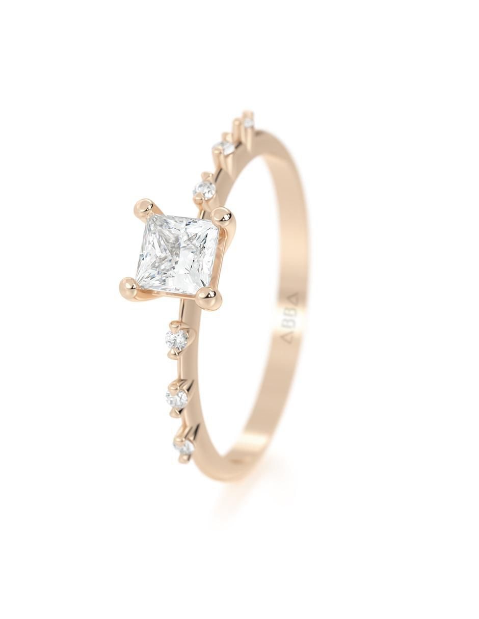 Anillo cuadrado de oro zirconia brillante 2