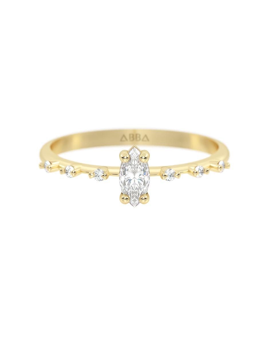 Anillo 14 k de oro zirconia brillante Anillo 14 k de oro zirconia brillante