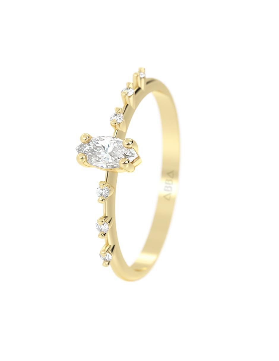 Anillo 14 k de oro zirconia brillante 5