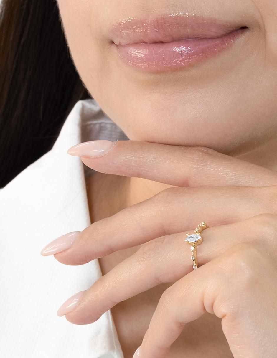 Anillo 14 k de oro zirconia brillante 3