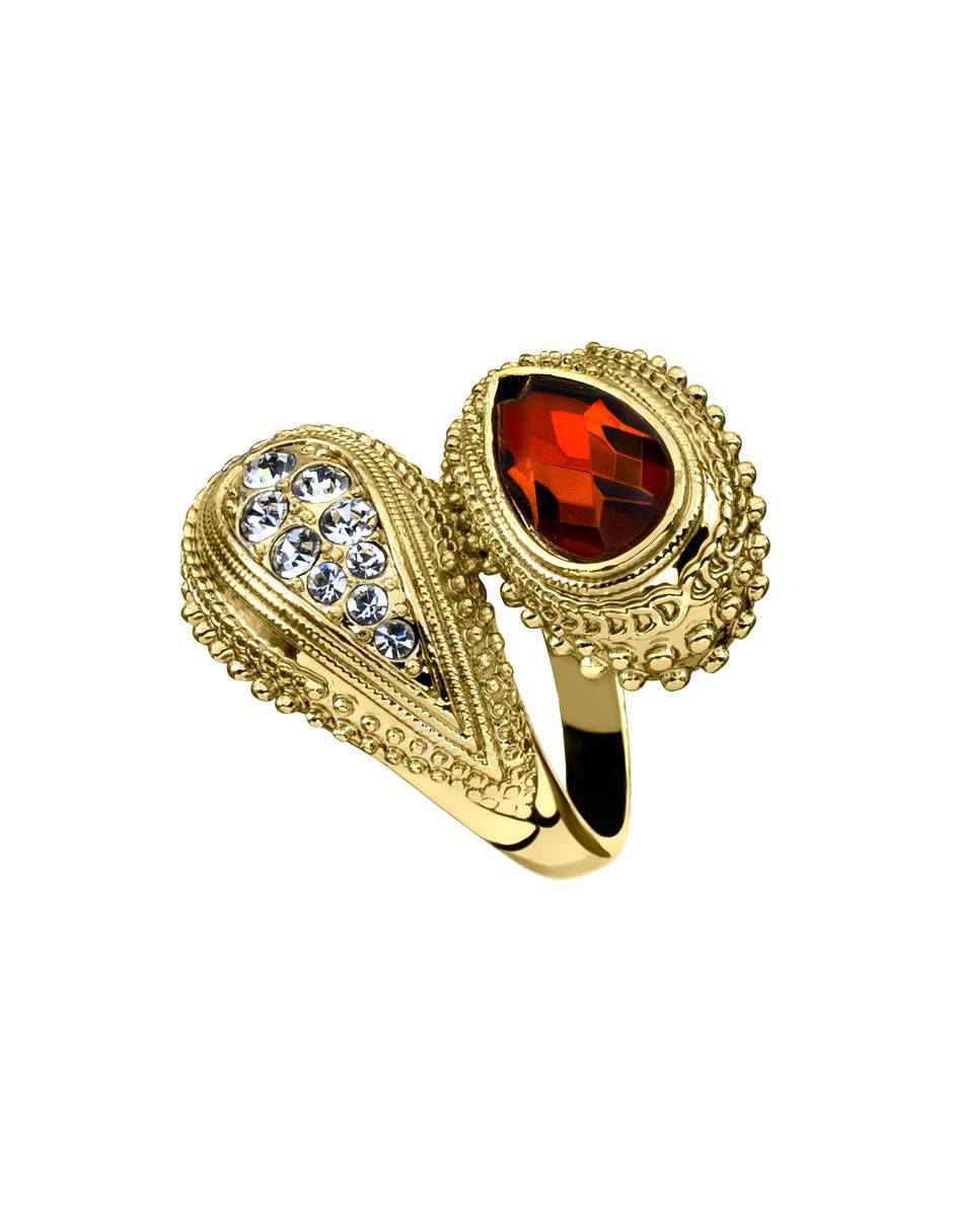 Anillo con gema Elegance cristal baño de oro 5