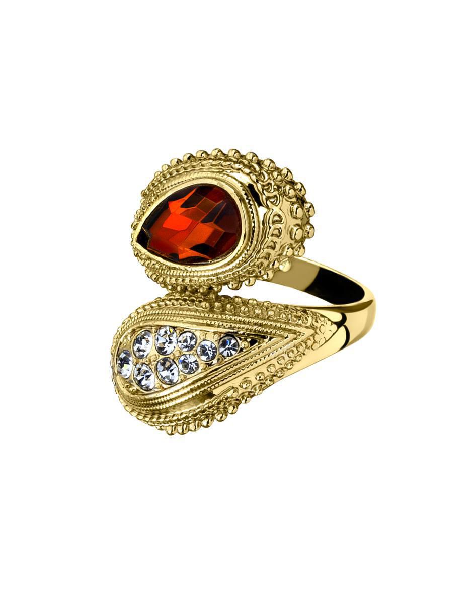 Anillo con gema Elegance cristal baño de oro 4