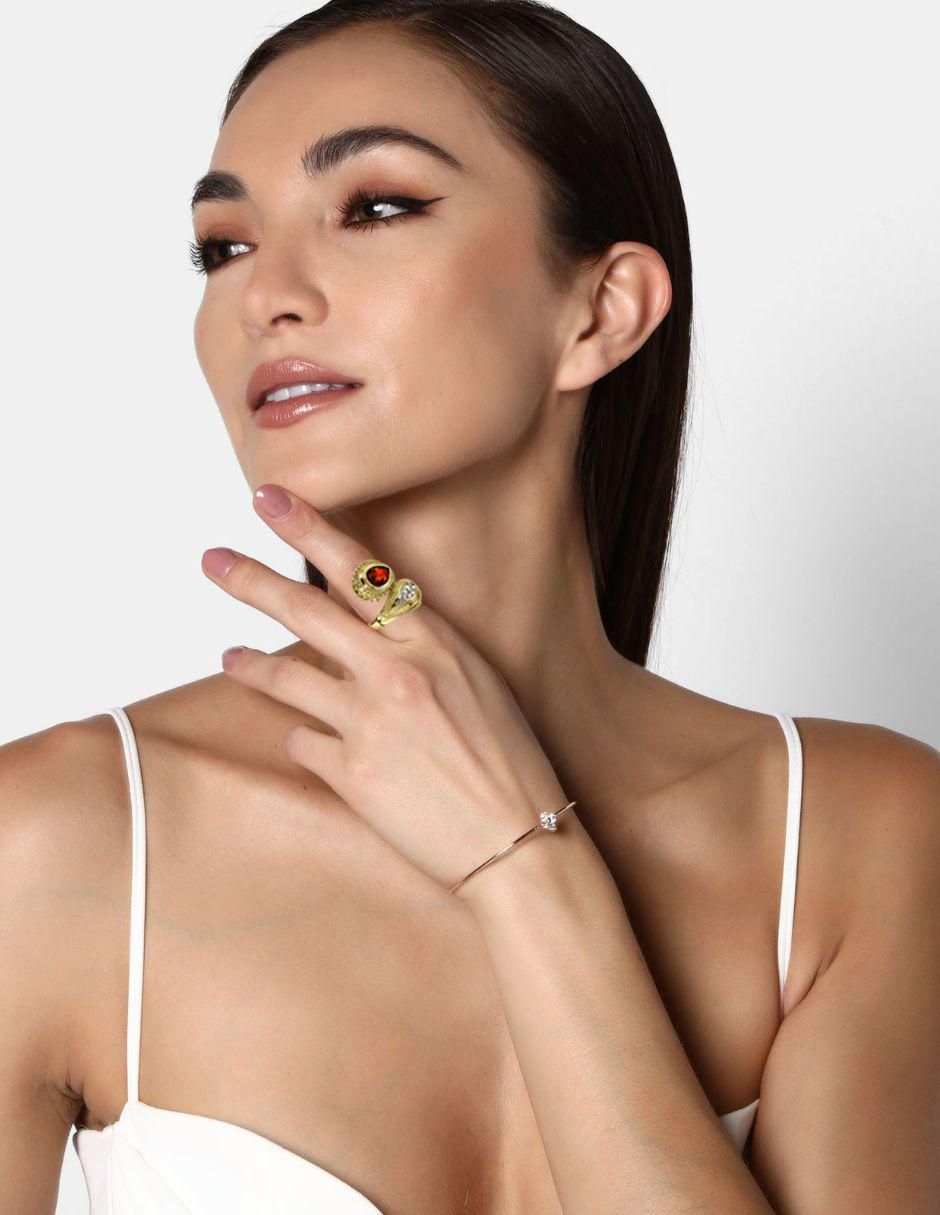 Anillo con gema Elegance cristal baño de oro 3