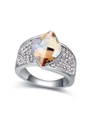 Anillo multi gemas de rombo Summer cristal baño de oro blanco Anillo multi gemas de rombo Summer cristal baño de oro blanco