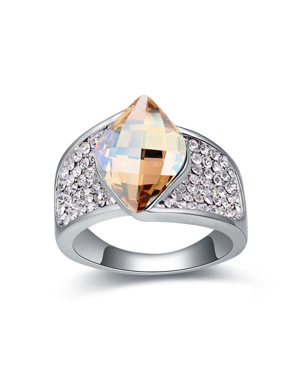 Anillo multi gemas de rombo Summer cristal baño de oro blanco 2