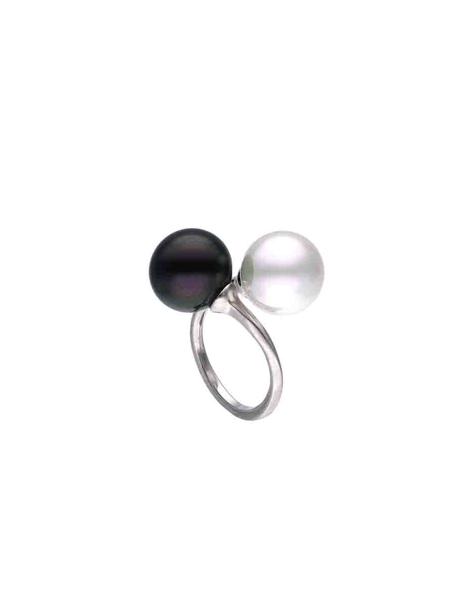 Anillo redondo Twins & Triplets P 925 de plata perla pulido 2
