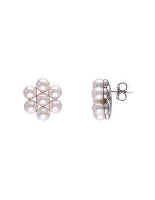 Aretes de flor Kate de plata P 925 con acabado lustre perla