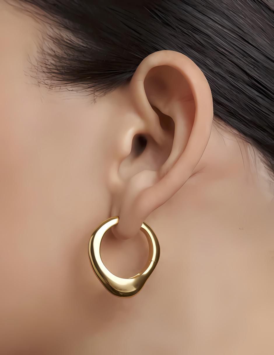 Aretes de aro de plata P 925 con acabado brillante 4
