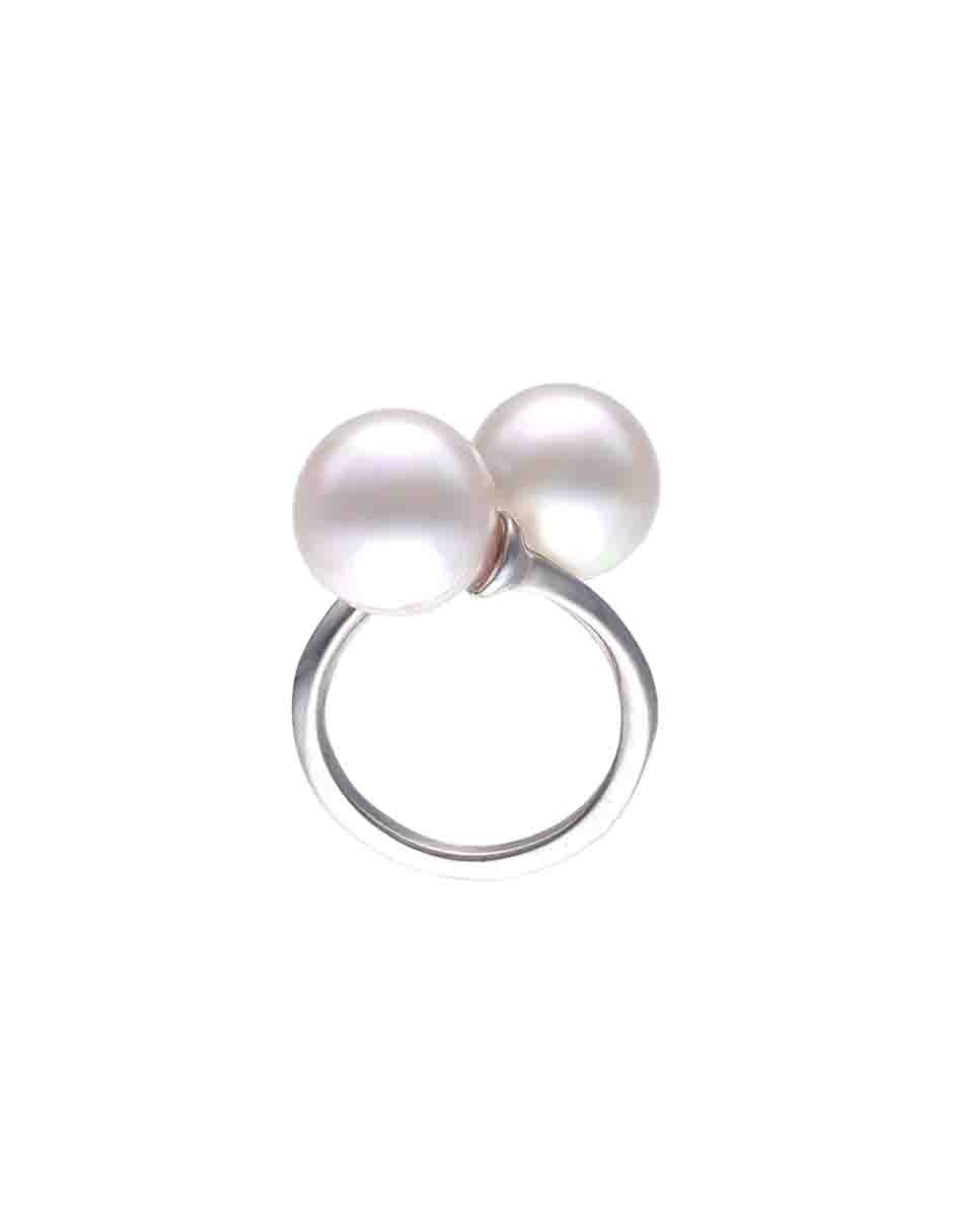 Anillo redondo Triplets P 925 de plata perla pulido 3