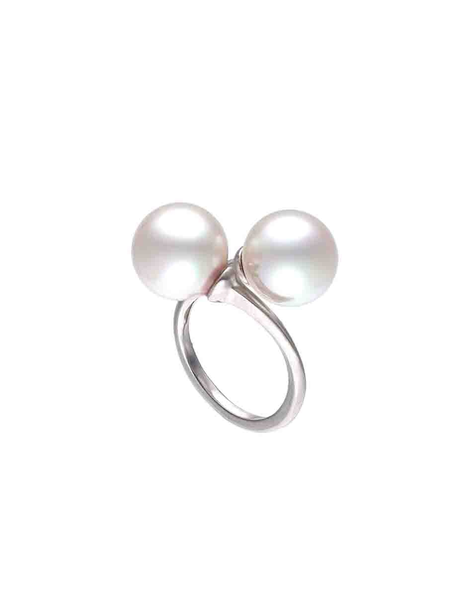 Anillo redondo Triplets P 925 de plata perla pulido 2