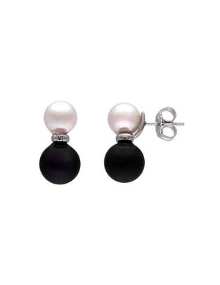 Aretes circulares de plata P 925 con acabado lustre perla