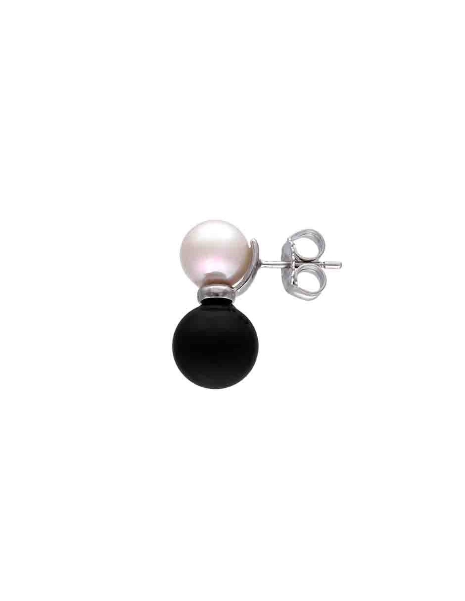 Aretes circulares de plata P 925 con acabado lustre perla 2