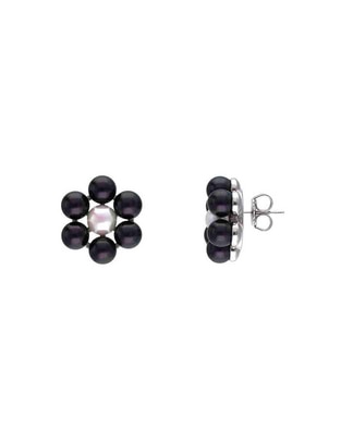 Aretes circulares de plata P 925 con acabado lustre perla