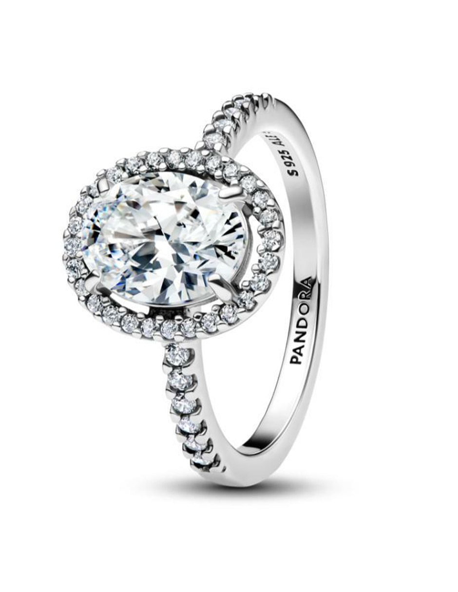 Anillo ovalado Timeless de plata zirconia cúbica brillante 2