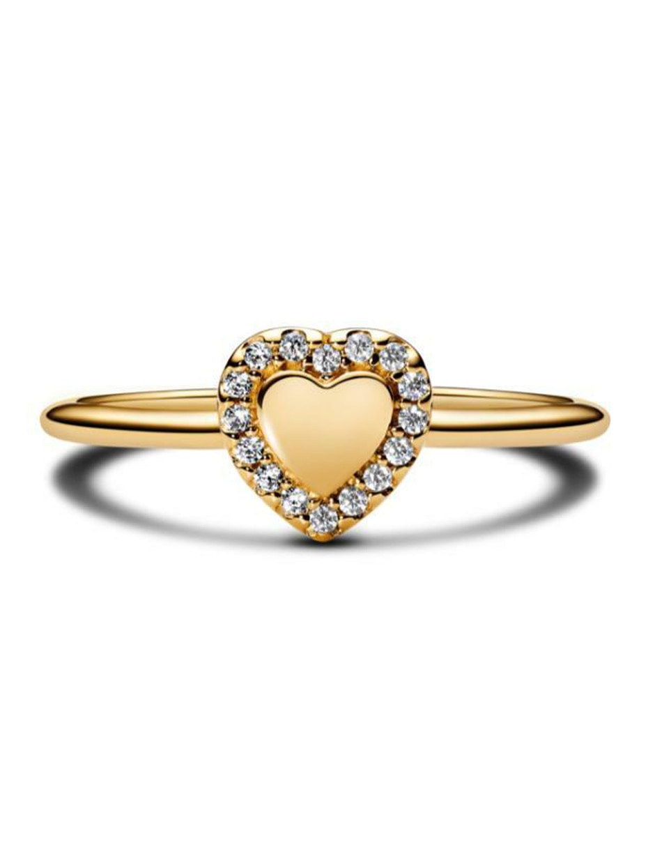 Anillo de corazón Timeless de plata P 925 zirconia cúbica con acabado baño de oro 3