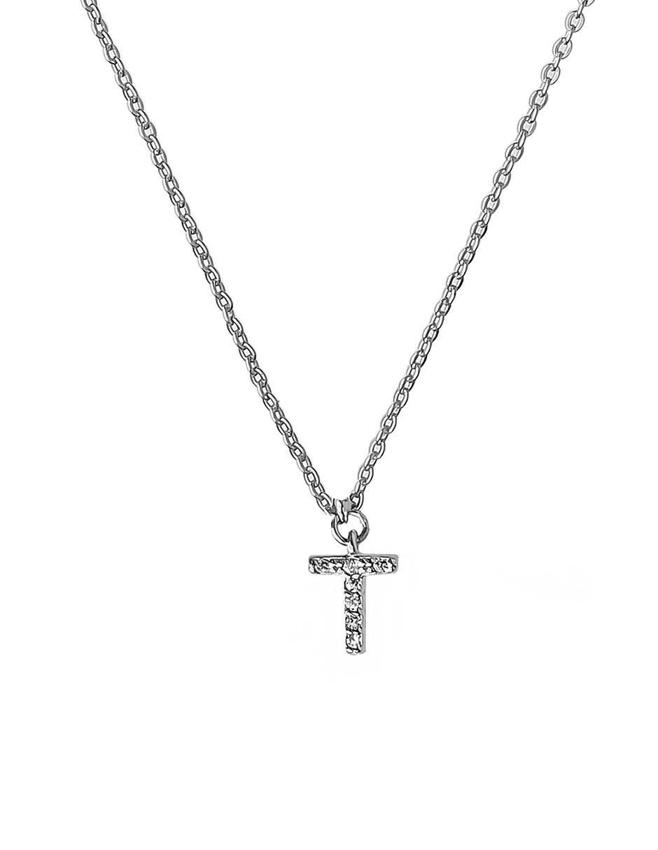 Collar letra t de plata P 925 Collar letra t de plata P 925