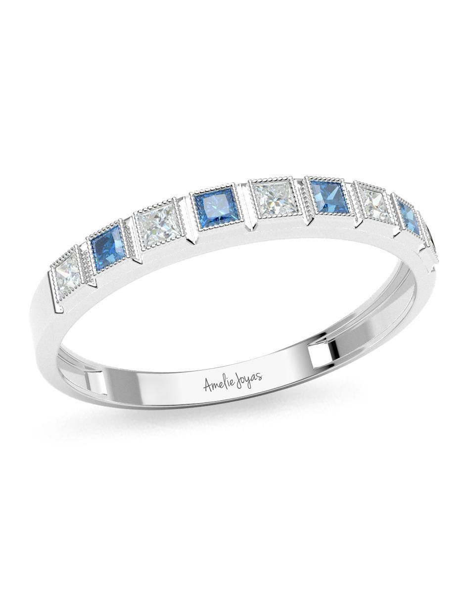 Anillo cuadrada 14 k de oro zirconia pulido 5
