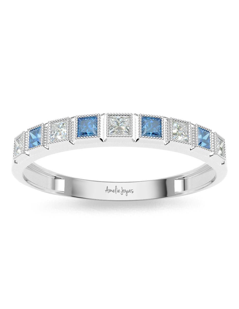 Anillo cuadrada 14 k de oro zirconia pulido 3