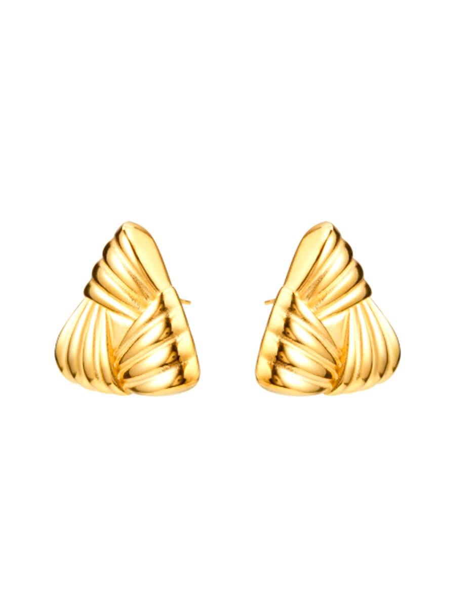 Aretes triangulares Classic Collection con acabado chapa de oro
