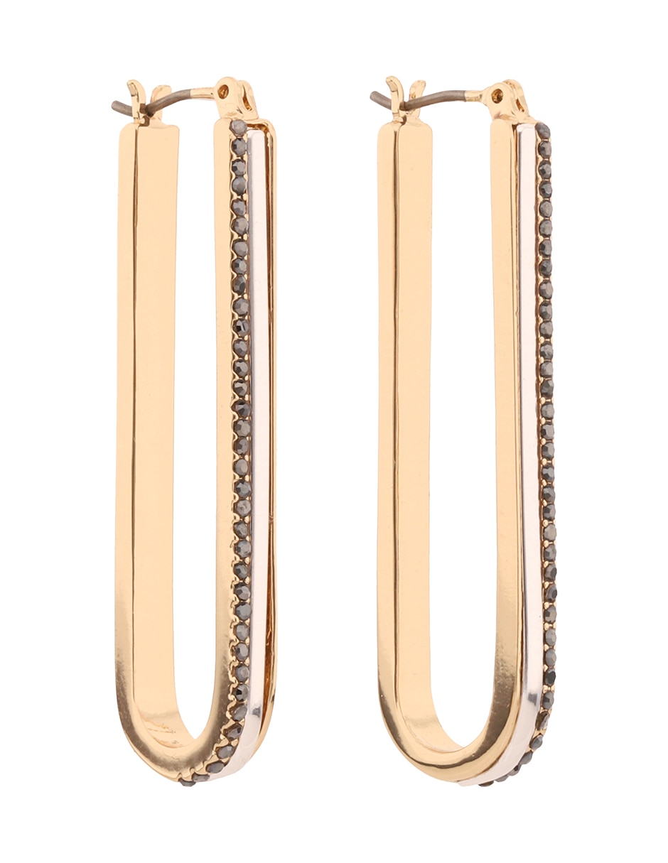 Aretes rectangulares Tritone Emblems con acabado pavé 2