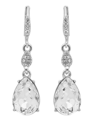 Aretes de gota Ivory Runway con acabado brillante cristal Aretes de gota Ivory Runway con acabado brillante cristal