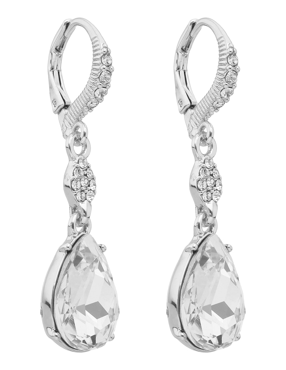 Aretes de gota Ivory Runway con acabado brillante cristal 2