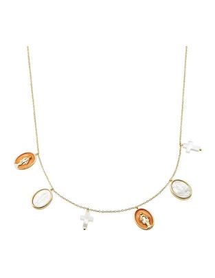 Collar de ovalado de plata con acabado baño de oro P 925