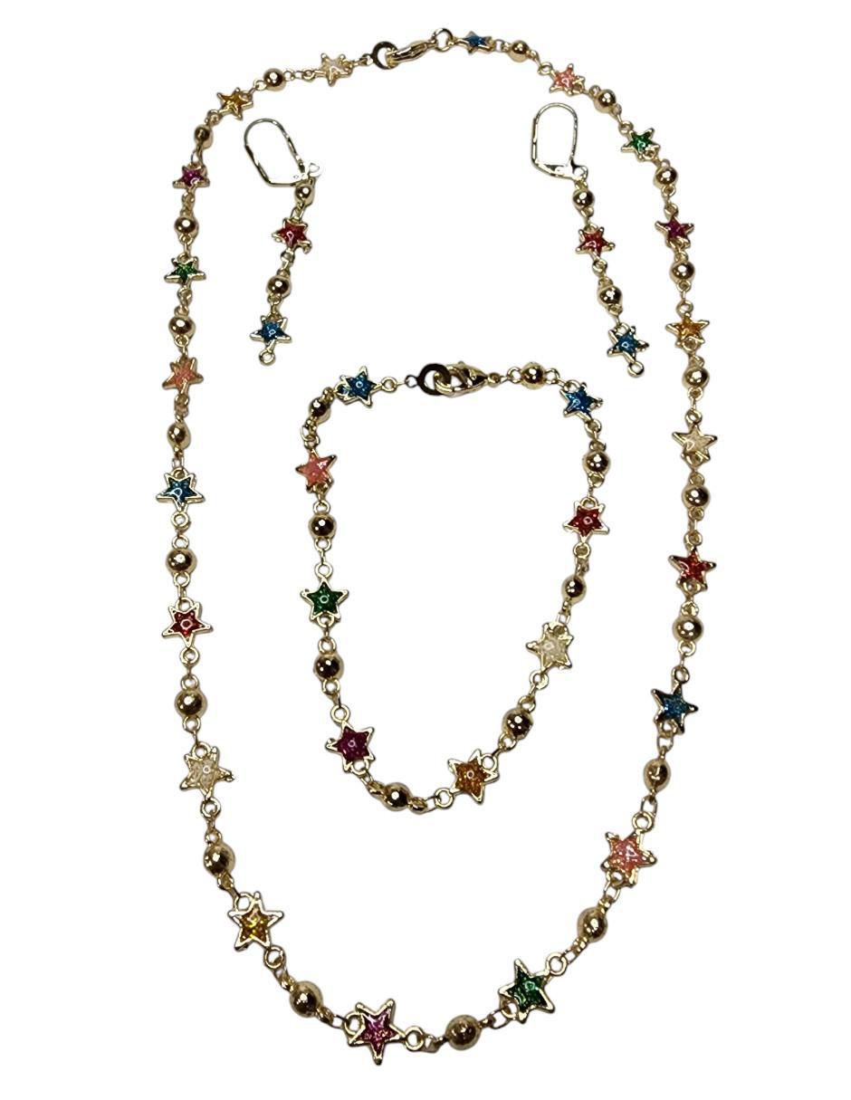 Aretes, collar y pulsera de estrella Limerence by Claudia Herrera Galaxia