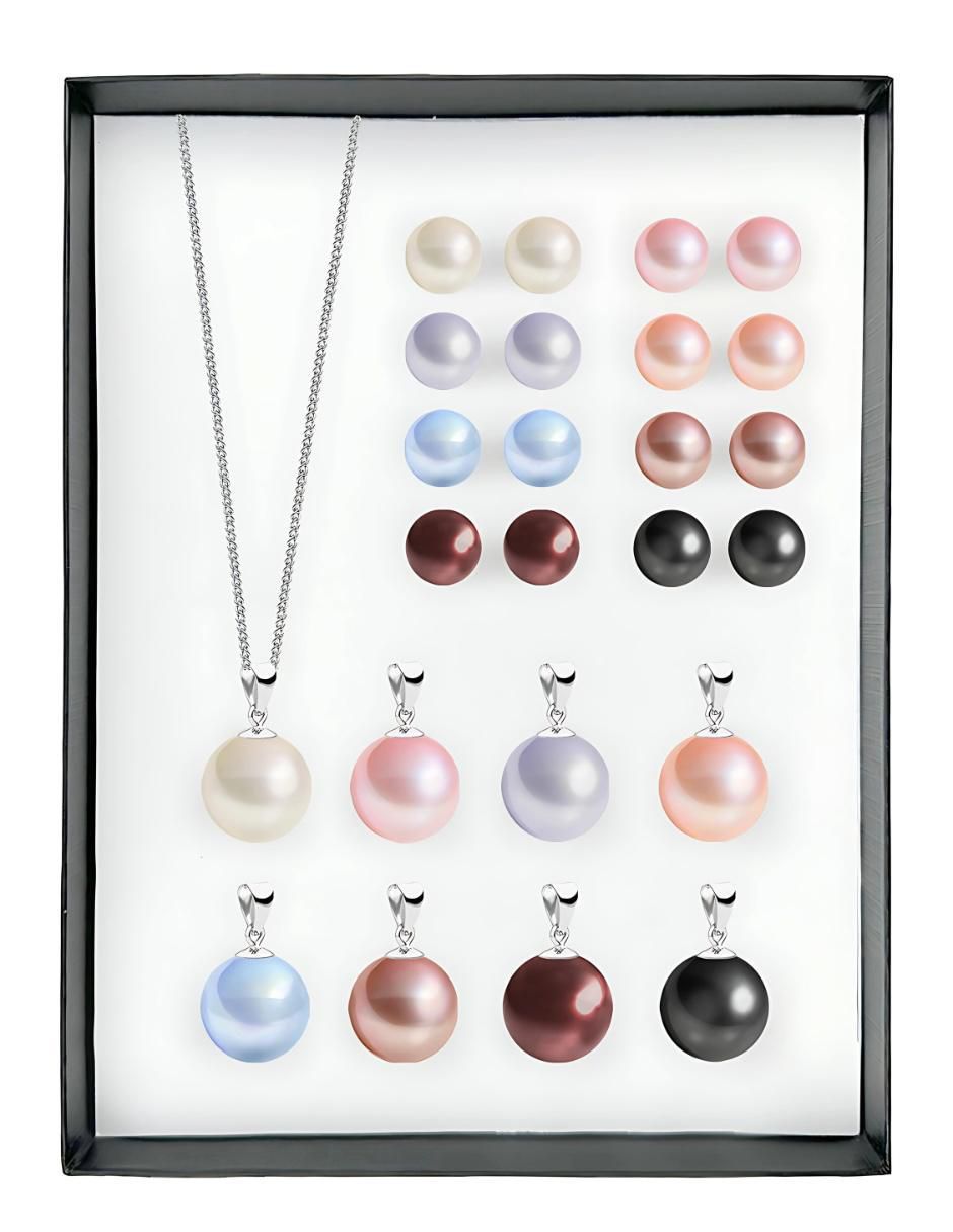 Aretes y collar Zvezda Éclair de plata p 925 perla de cristal 2