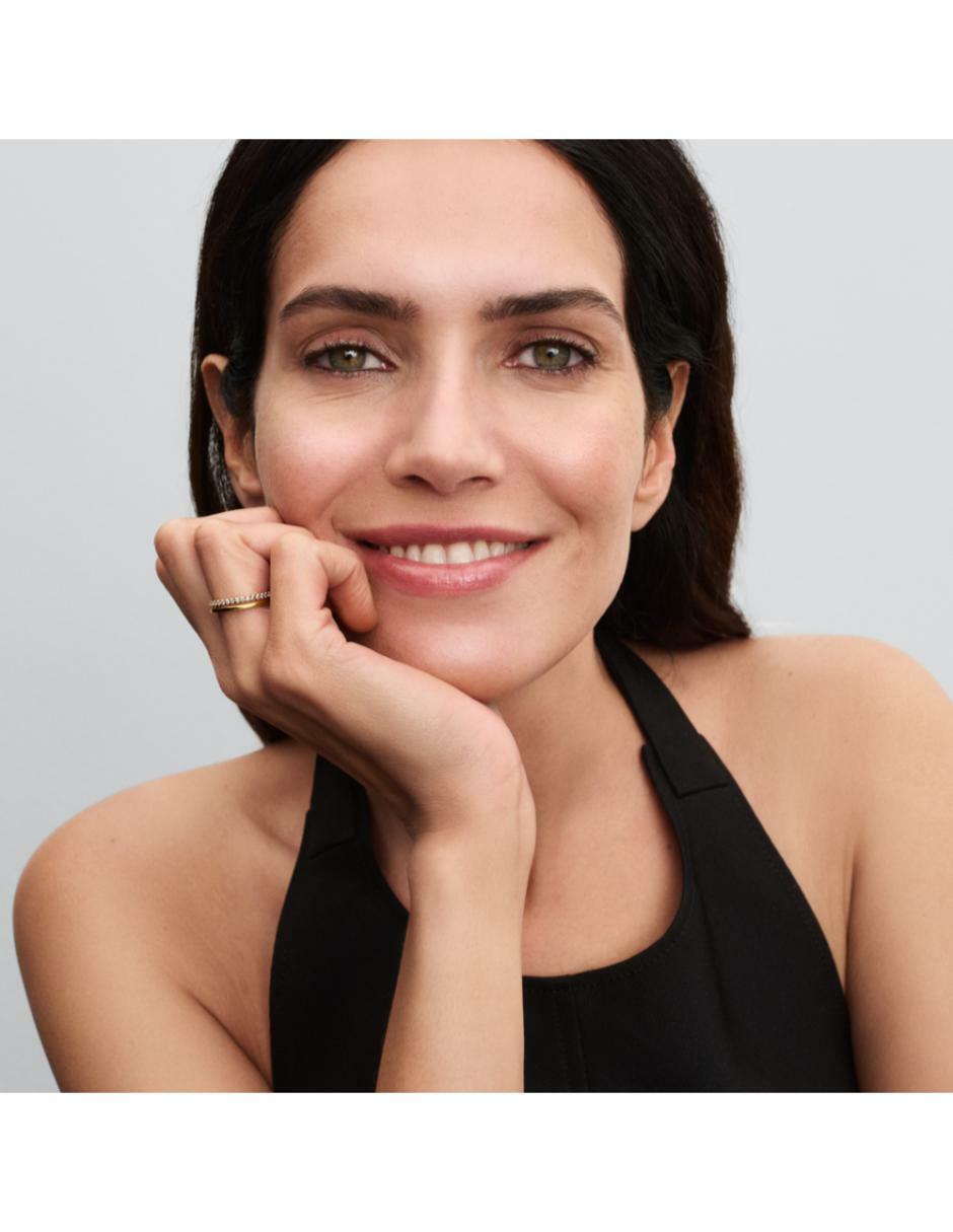Anillo redondo Timeless de plata P 925 zirconia cúbica con acabado baño de oro 3