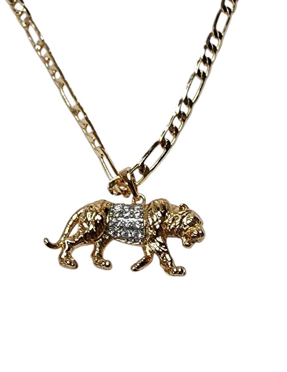 Collar tigre Felinos de oro laminado 14 K