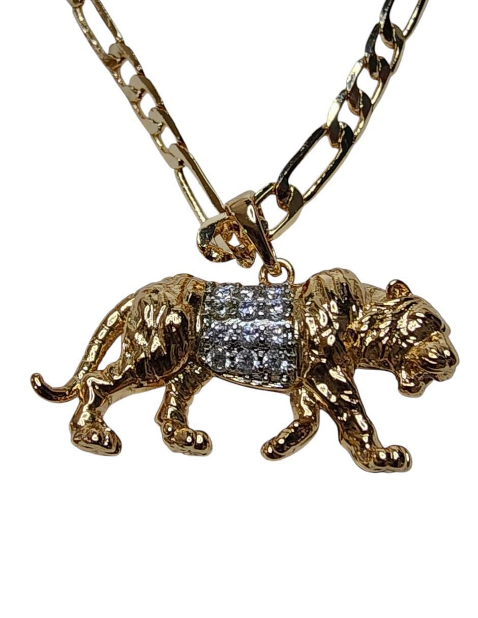 Collar tigre Felinos de oro laminado 14 K 3