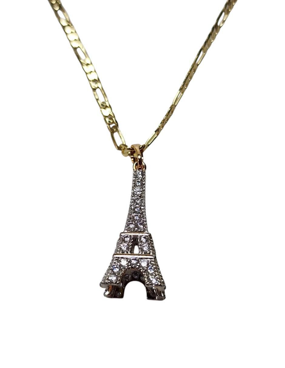Collar Francia torre eiffel Viajando de oro laminado 14 K